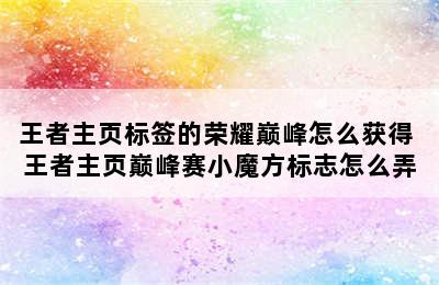 王者主页标签的荣耀巅峰怎么获得 王者主页巅峰赛小魔方标志怎么弄